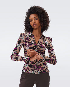 DVF	NATHANIEL REVERSIBLE TOP FALL LEAVES LG/TINY BEAN