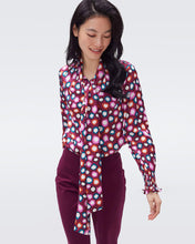 Load image into Gallery viewer, DVF	NEW TINA TOP LEOPARD SPOTS WINE PINK