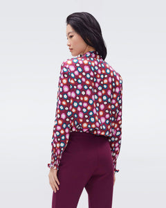 DVF	NEW TINA TOP LEOPARD SPOTS WINE PINK