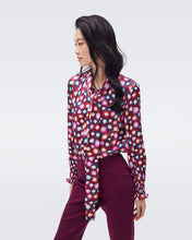 Load image into Gallery viewer, DVF	NEW TINA TOP LEOPARD SPOTS WINE PINK