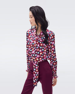 DVF	NEW TINA TOP LEOPARD SPOTS WINE PINK