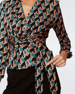 DVF	RACHAEL L/S TOP INTERMISSION GEO SIG TURQUOISE