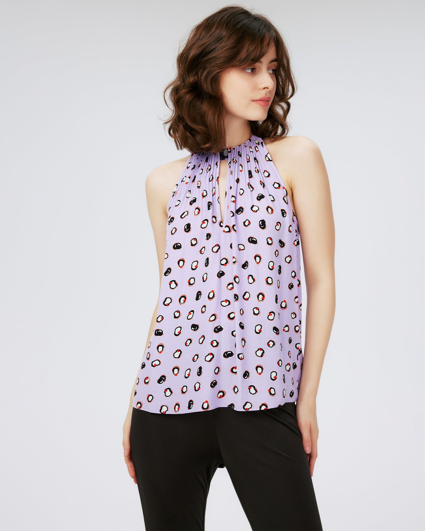 DVF	LILIA TOP	PAINT DOTS ORCHIID