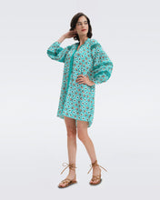 Load image into Gallery viewer, DVF	JESSICA DRESS PEBBLES SUMMER SM TURQUOISE