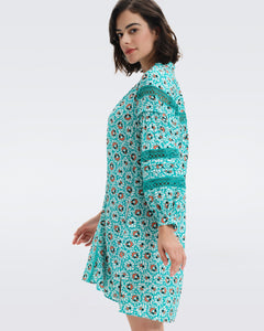 DVF	JESSICA DRESS PEBBLES SUMMER SM TURQUOISE