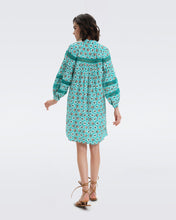 Load image into Gallery viewer, DVF	JESSICA DRESS PEBBLES SUMMER SM TURQUOISE