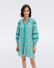 Load image into Gallery viewer, DVF	JESSICA DRESS PEBBLES SUMMER SM TURQUOISE