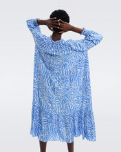 Load image into Gallery viewer, DVF	FORTINA DRESS APRIL TIGER SIGNATURE BLUE