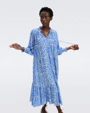 Load image into Gallery viewer, DVF	FORTINA DRESS APRIL TIGER SIGNATURE BLUE