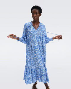 DVF	FORTINA DRESS APRIL TIGER SIGNATURE BLUE