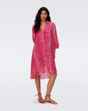 Load image into Gallery viewer, DVF	ILEANA DRESS FAWN SANGRIA