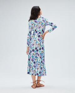 DVF	TIMMY DRESS  WATERCOLOR BLOSSOM MED PURPLE