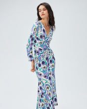 Load image into Gallery viewer, DVF	TIMMY DRESS  WATERCOLOR BLOSSOM MED PURPLE