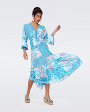 Load image into Gallery viewer, DVF	BORIS DRESS SOLTICE FLAGS BLUE