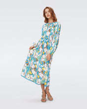 Load image into Gallery viewer, DVF	SCOTT DRESS DAY DREAM FLORAL BLUE MED