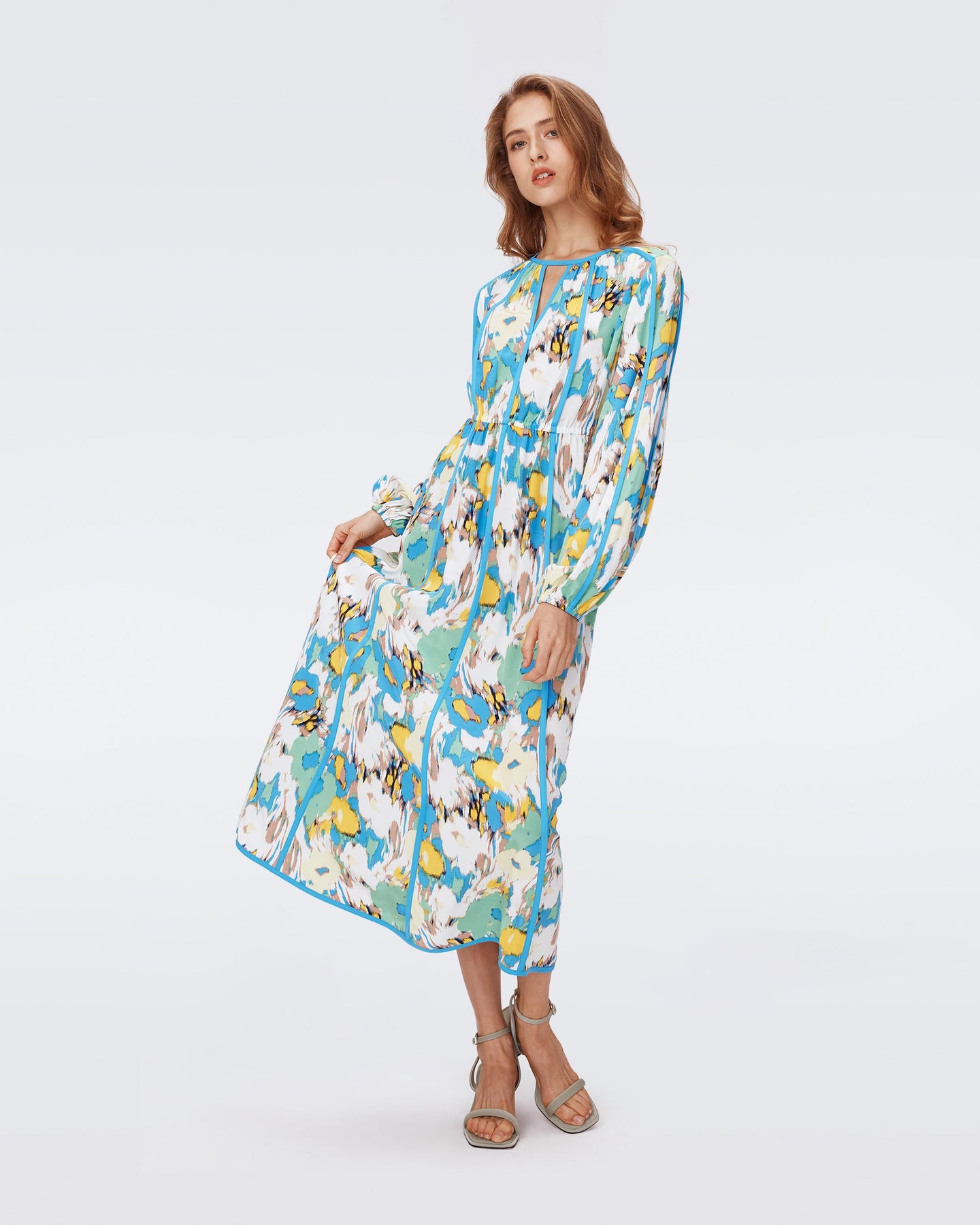 DVF	SCOTT DRESS DAY DREAM FLORAL BLUE MED
