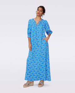 DVF	DROGO DRESS CLOUD PATCH BLUE