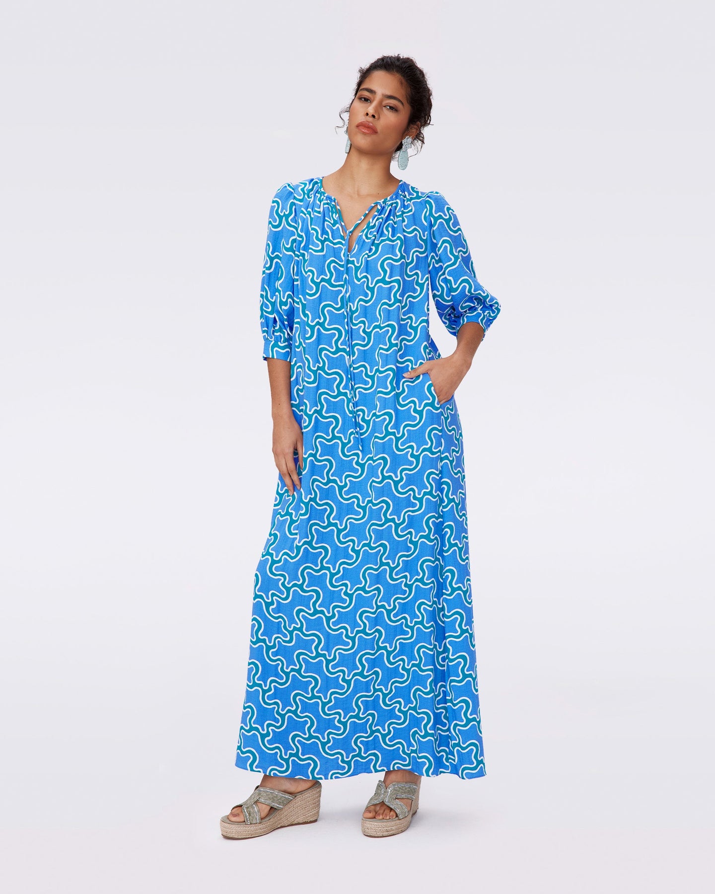 DVF	DROGO DRESS CLOUD PATCH BLUE