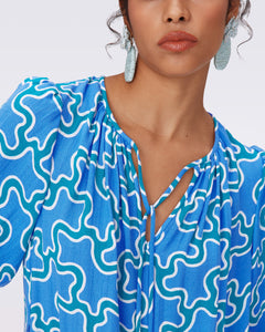 DVF	DROGO DRESS CLOUD PATCH BLUE