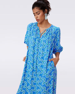 DVF	DROGO DRESS CLOUD PATCH BLUE