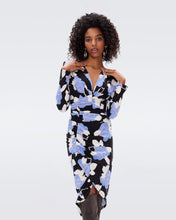 Load image into Gallery viewer, DVF MAGENA DRESS CAMO FLORAL LG SKY BLUE