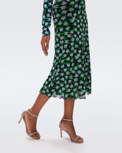 DVF LEIA DRESS DOT BLOSSOM SM BRIGHT GREEN