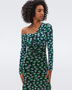 DVF LEIA DRESS DOT BLOSSOM SM BRIGHT GREEN