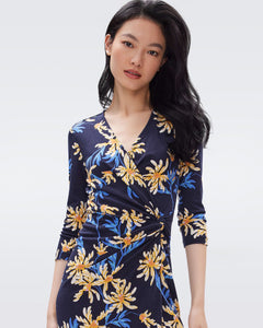 DVF BORRIS DRESS PARIS FLORAL LG NAVY