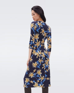 DVF BORRIS DRESS PARIS FLORAL LG NAVY