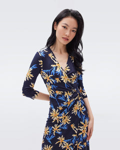 DVF BORRIS DRESS PARIS FLORAL LG NAVY