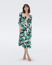 Load image into Gallery viewer, DVF JOANNA DRESS CAMO FLORAL LG IVORY