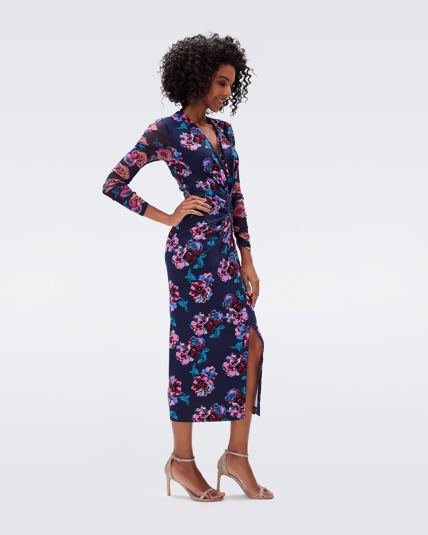 DVF	HADES DRESS PANSY WINE LG PK/SM ROSEWOOD