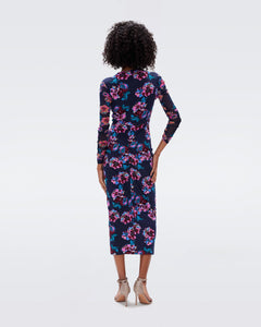 DVF	HADES DRESS PANSY WINE LG PK/SM ROSEWOOD
