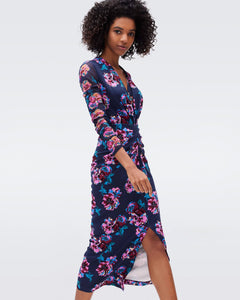 DVF	HADES DRESS PANSY WINE LG PK/SM ROSEWOOD
