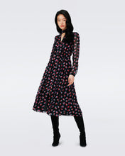 Load image into Gallery viewer, ERICA LONG SLEEVE MIDI DRESS IN FORTUNE ROSE DOT