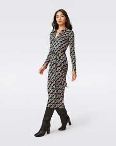 DVF	BIANCO DRESS INTERMISSION GEO SIG TURQUOISE