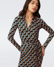 Load image into Gallery viewer, DVF	BIANCO DRESS INTERMISSION GEO SIG TURQUOISE
