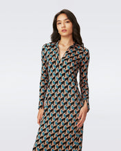 Load image into Gallery viewer, DVF	BIANCO DRESS INTERMISSION GEO SIG TURQUOISE