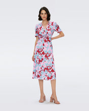 Load image into Gallery viewer, DVF	ANABA SHORT DRESS EARTH FLORAL MULTI PINK