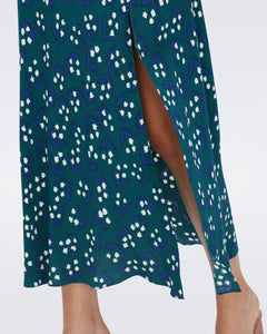 DVF	BESSIE DRESS LILY OF THE VLY LG SEA GLASS