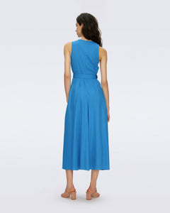 DVF	ELLIOT MIDI DRESS CERULEAN BLUE