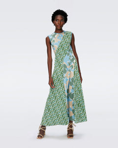 DVF	CORY DRESS	EARTH FLORAL MULTI CERULEAN SEEDLING