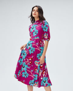 DVF NELLA DRESS TIGER LILY GT SHOCKING BEET