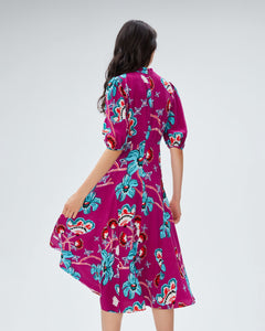 DVF NELLA DRESS TIGER LILY GT SHOCKING BEET