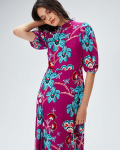 DVF NELLA DRESS TIGER LILY GT SHOCKING BEET