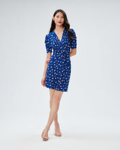 Load image into Gallery viewer, DVF	DUNCAN DRESS PAINT DOTS DEEP INDIGO