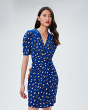 Load image into Gallery viewer, DVF	DUNCAN DRESS PAINT DOTS DEEP INDIGO