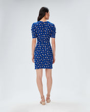 Load image into Gallery viewer, DVF	DUNCAN DRESS PAINT DOTS DEEP INDIGO