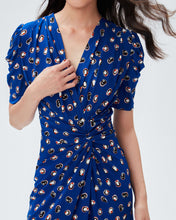 Load image into Gallery viewer, DVF	DUNCAN DRESS PAINT DOTS DEEP INDIGO