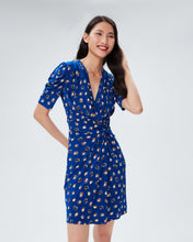 Load image into Gallery viewer, DVF	DUNCAN DRESS PAINT DOTS DEEP INDIGO